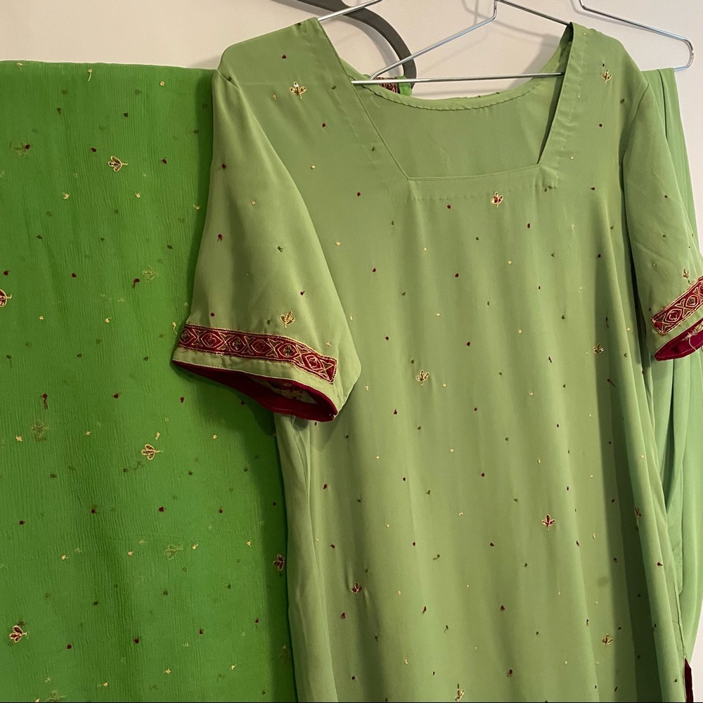 Lime Green Salwar Kameez Indian 3-Piece Set – Size 44